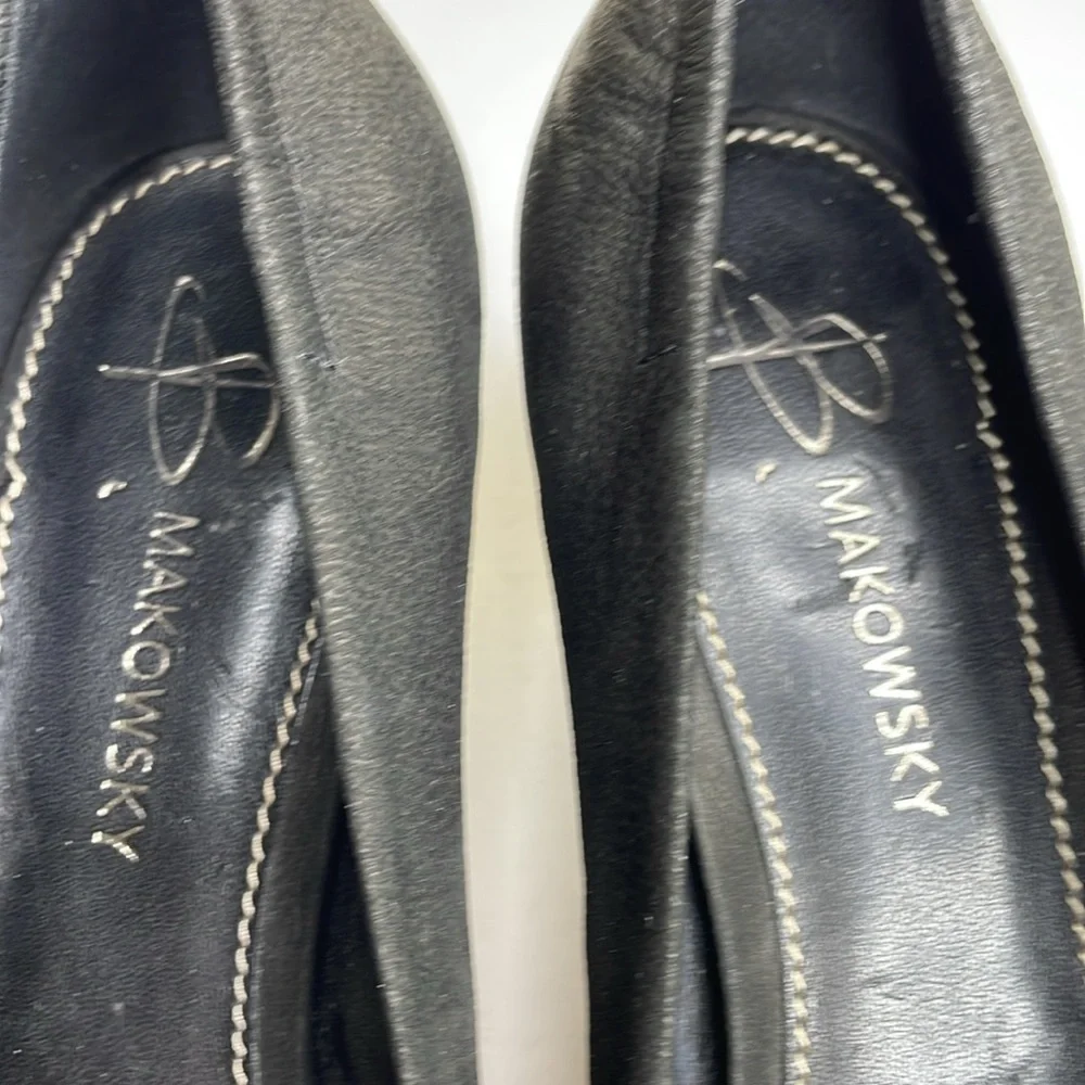 B MAKOWSKY Pump Heels Matte Black & Cream Leather Corporate Wear 8M